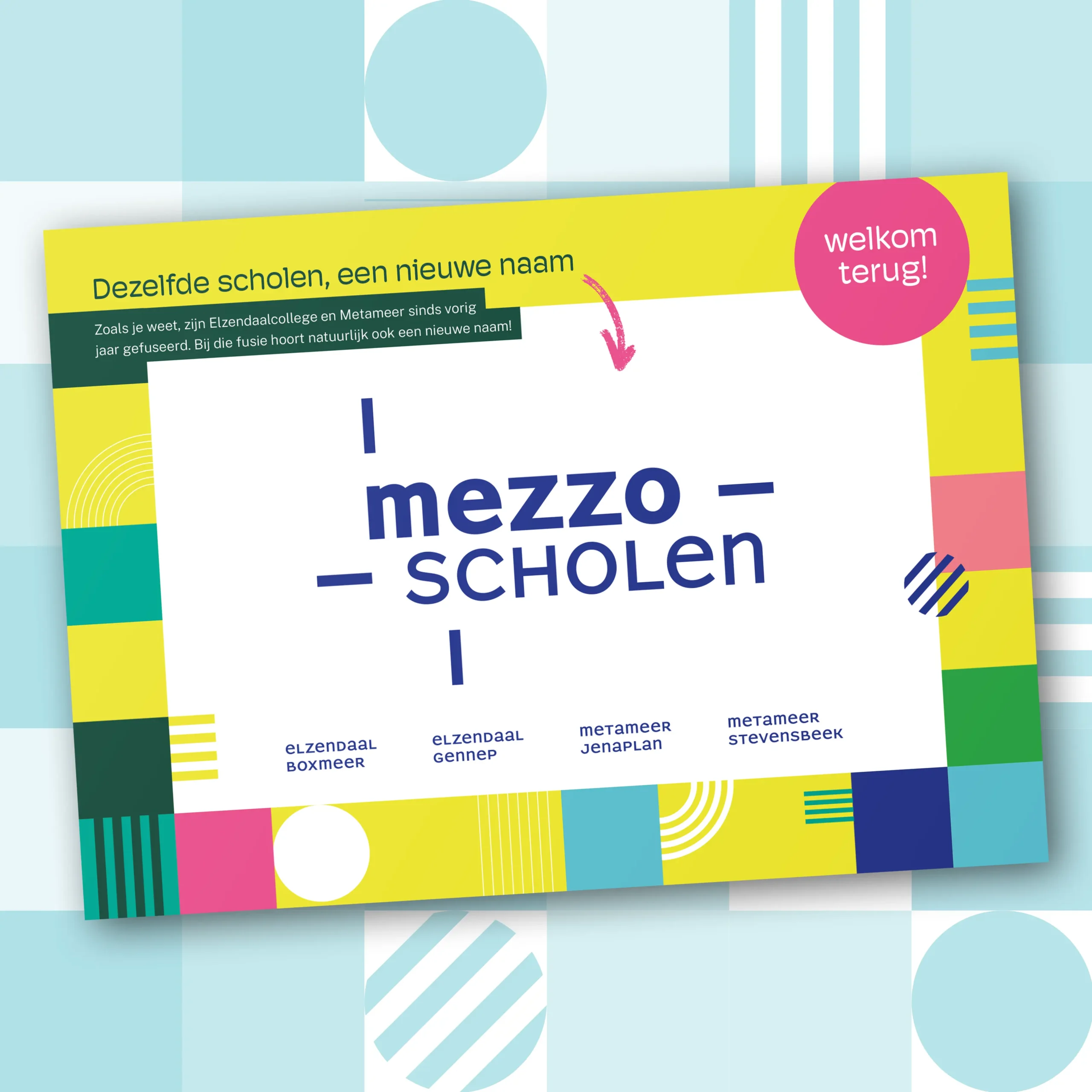 Flyer met uitleg over de nieuwe naam van Mezzo Scholen.