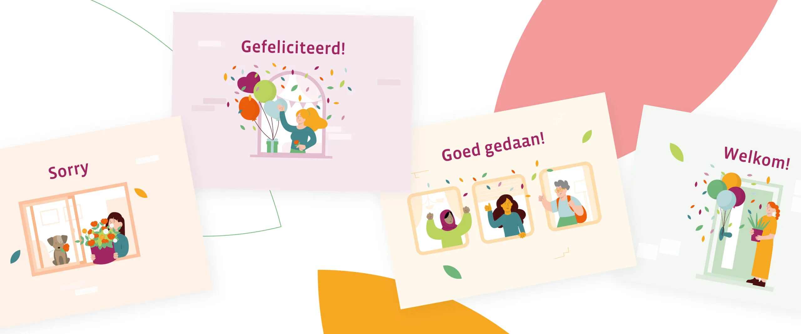 Verschillende kaartjes in de stijl van Mooiland