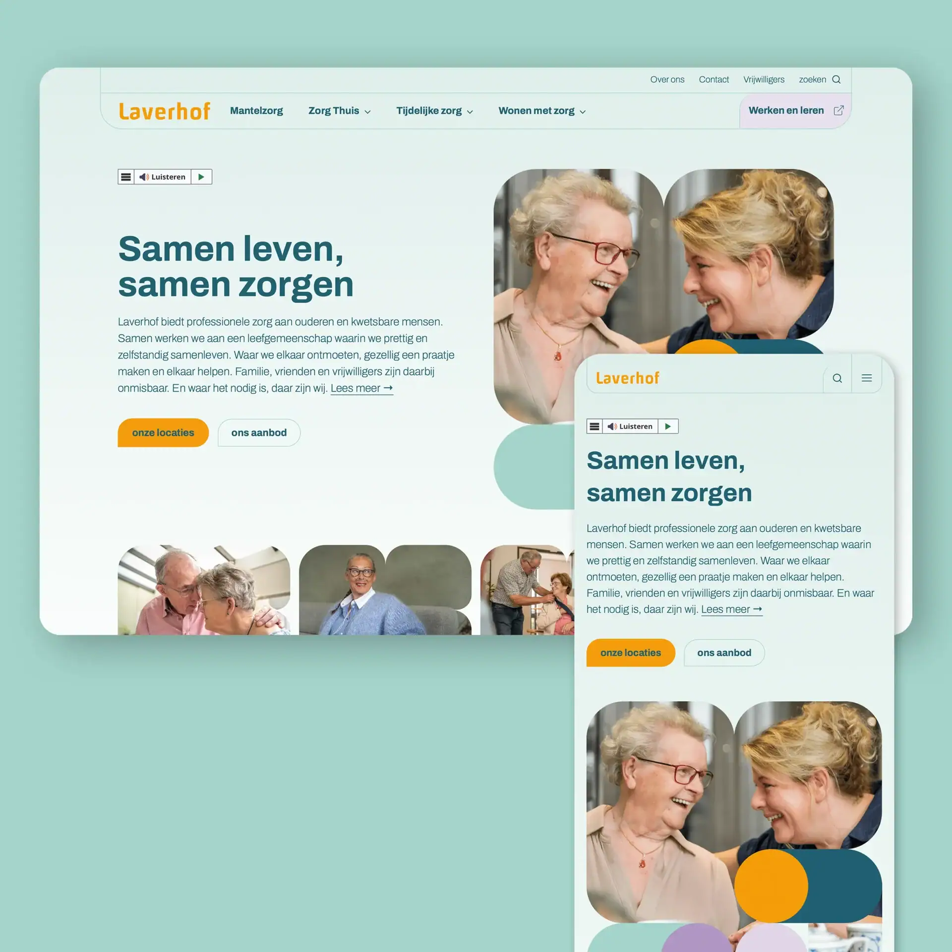 Afbeelding met de website van Laverhof, de laptop- en mobiele versie