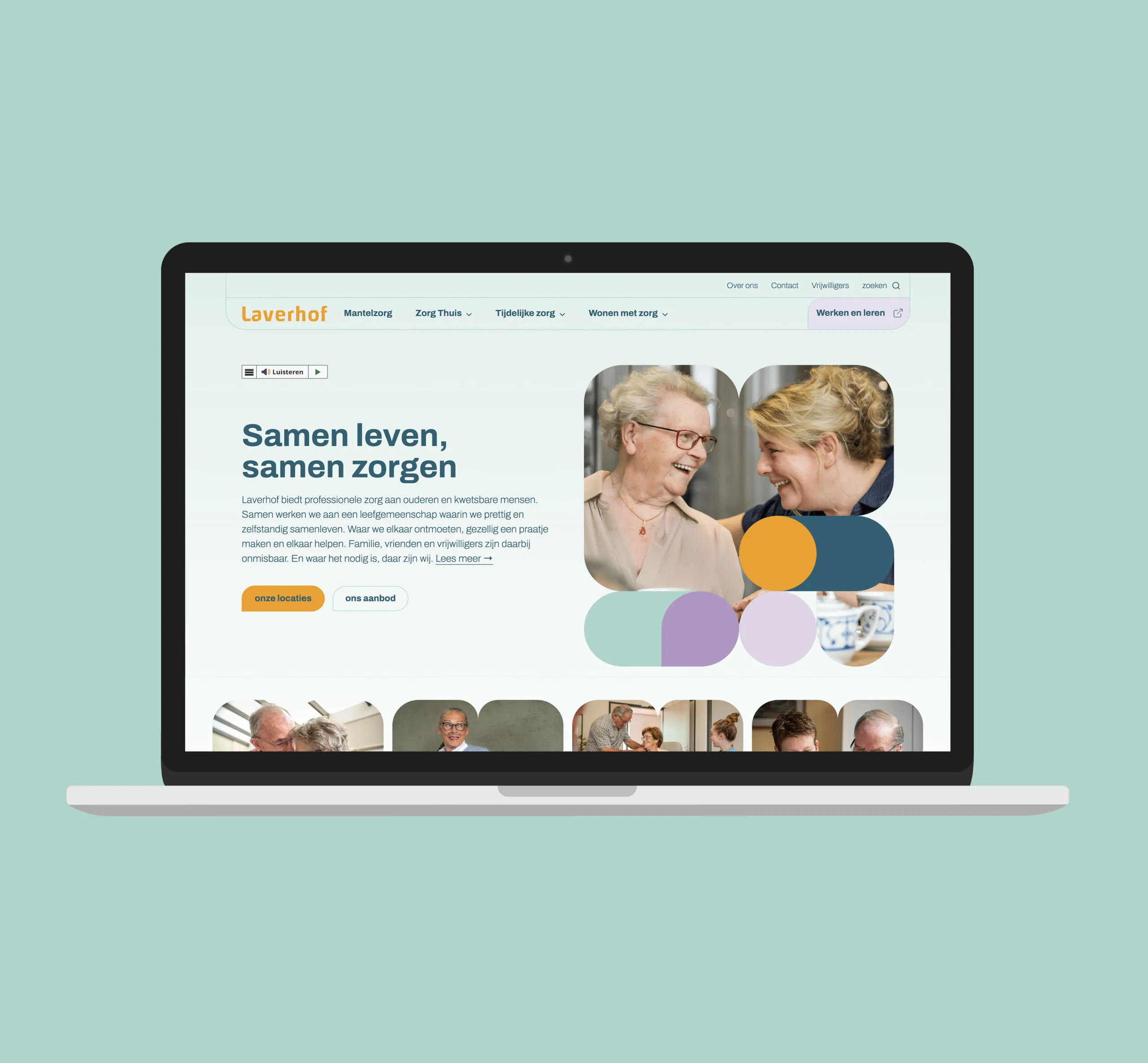 laptop met waarop de corporate website van Laverhof zichtbaar is